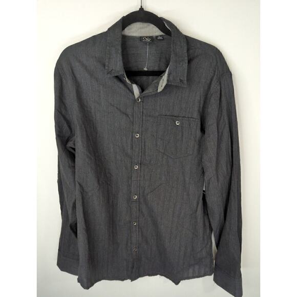 Burnside Black Cotton Long Sleeves Button-Down Shirt Large - Picture 1 of 7